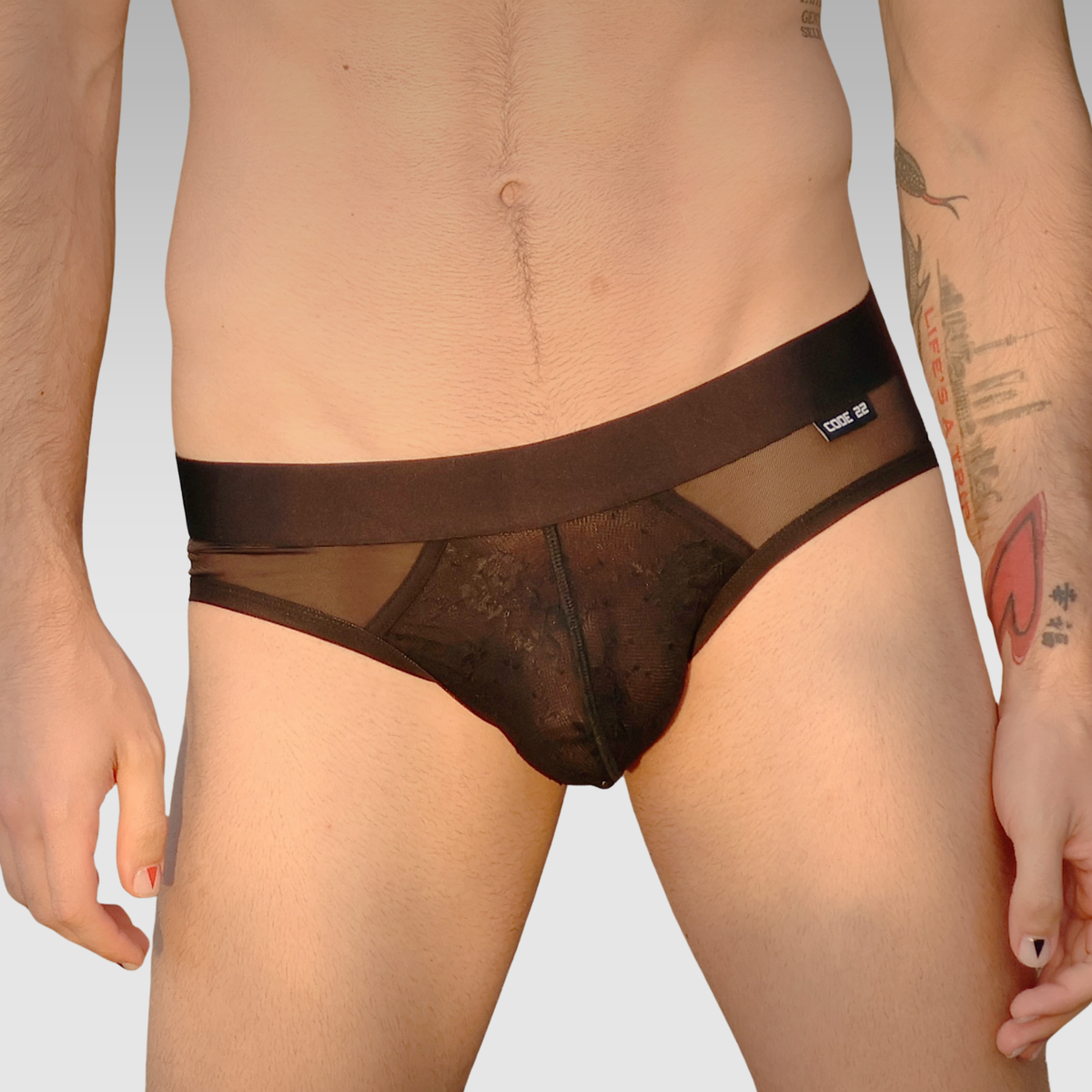 sheer lace brief black