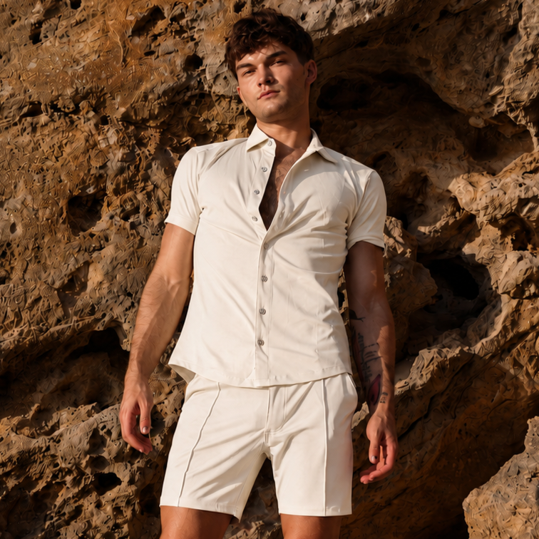silken slim fit shirt off white